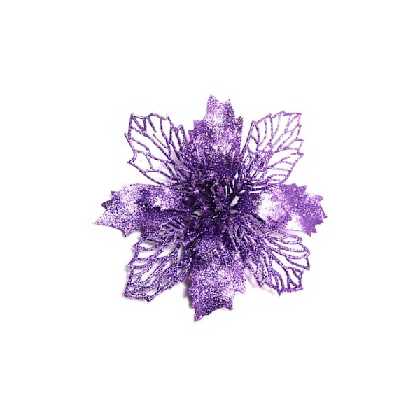 A set of 12 artificial flowers for Christmas trees (purple, 10 cm)