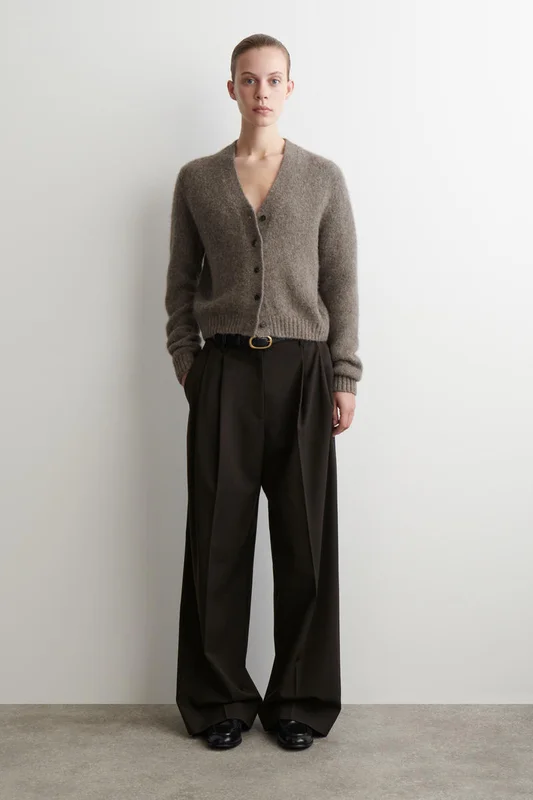 COS Women's Cardigan Cropped In Misto Alpaca in Beige