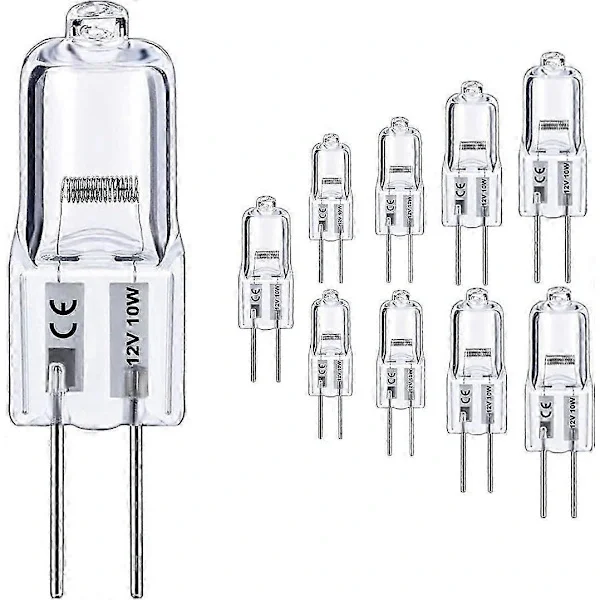 G4 Glödlampa, 10-pack Halogen G4 12V 10W med G4 Bi-pin Sockel, Högeffekts G4 Lampa 12V 150LM 3000 Timmar Lång Livslängd, G4 Dimbar, CRI100 & 28 Wal...