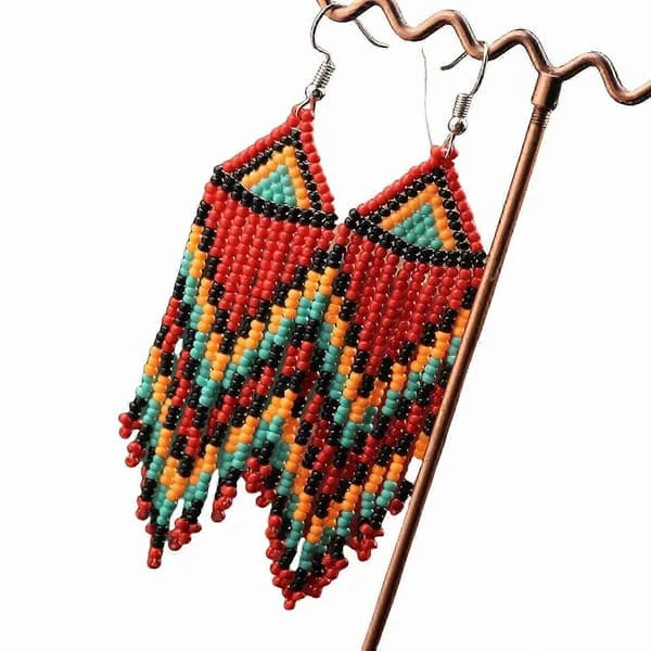 Bohemian Beaded Floral Tassel Earrings Lightweight Handmade Jewelry Gift for Women 7