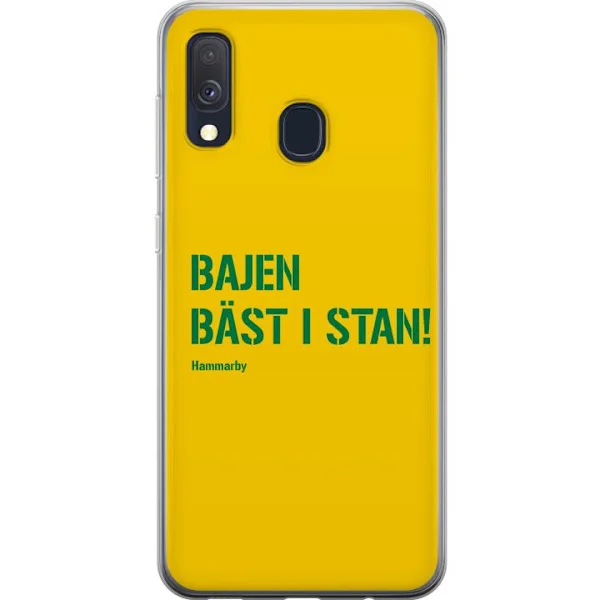 Kompatibelt Mobilskal till Samsung Galaxy A40 Gul grön sporttext