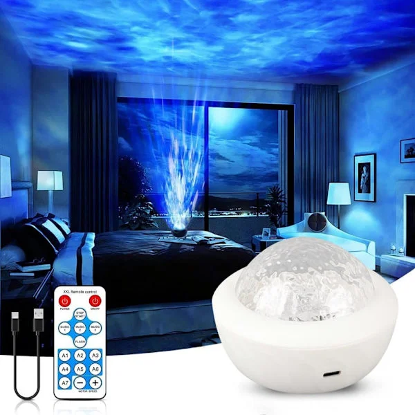 Starry Sky Projector - Water Waves & Galaxy Lamp with 7 Colors, Remote Control, Aurora Night Light for Kids & Adults, Party & Room Decoration