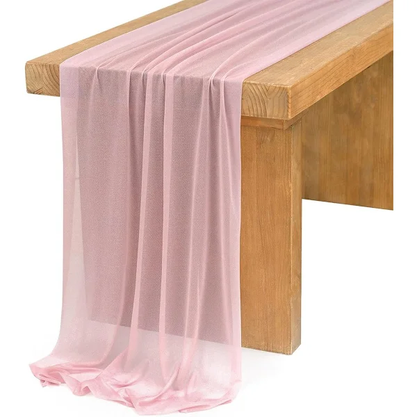 Bordløpere, Bordduk i Bomullsgas, til Fester og Festivaler, Lys Rosa, 75x300cm