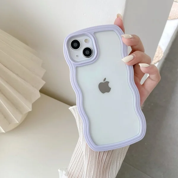 Kompatibel med iPhone 11 Skal, Sött Lockigt Vågigt Ram Transparent Skal - Lila