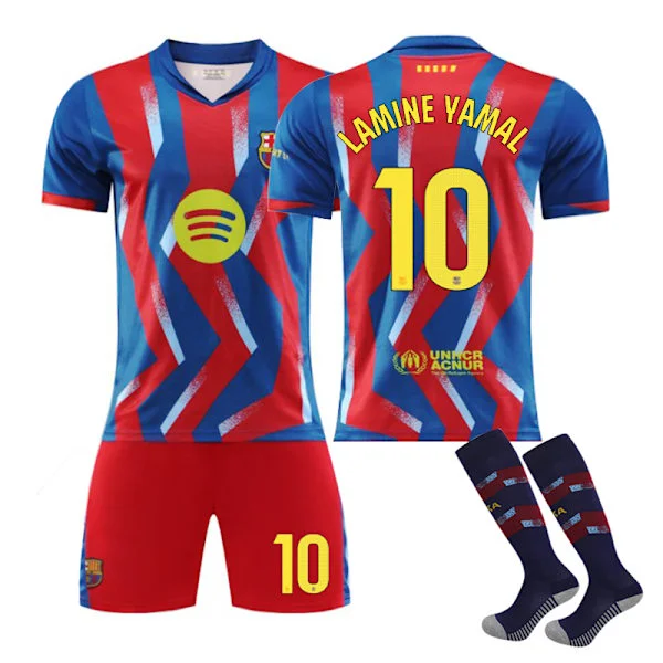 25-26 FC Barcelona Bortatröjor Fjärde Kit NR.10 LAMINE YAMAL Kit Barn Vuxen Fotbollskit Med Strumpor NR.10
