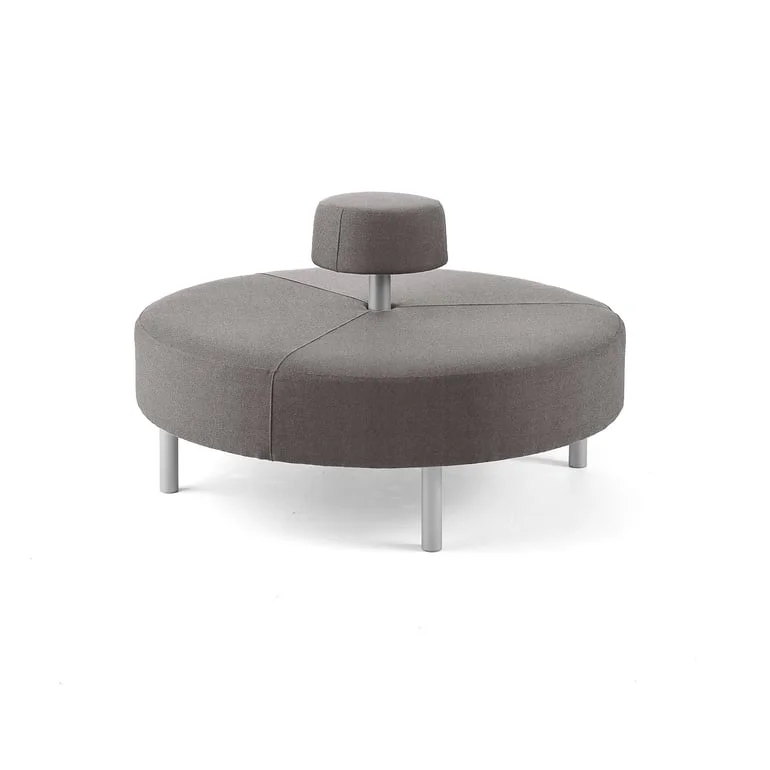 Ottoman DOT with rounded backrest, Ø 1300 mm, Medley fabric, light grey
