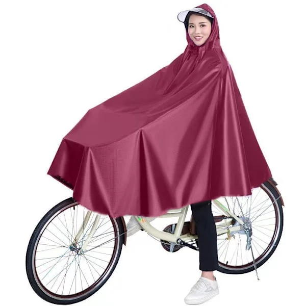 Waterproof Rain Poncho for Cycling Red