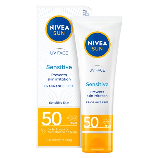 NIVEA UV Face Sensitive Cream SPF 50 Solskydd & solvård Dam ML