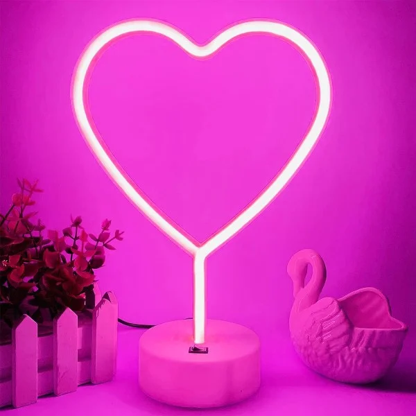 Let Hjerte Neon Lys LED Neon Lys til Soveværelse USB/Batteridrevet Kærligheds Hjerte Neon Skilt Neon Pink Skilte Kvinder Æstetisk Værelse 