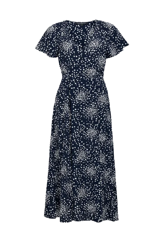 French Connection Thea Lizzie Eco Midi Tea Dress Klänningar Dam Blå S