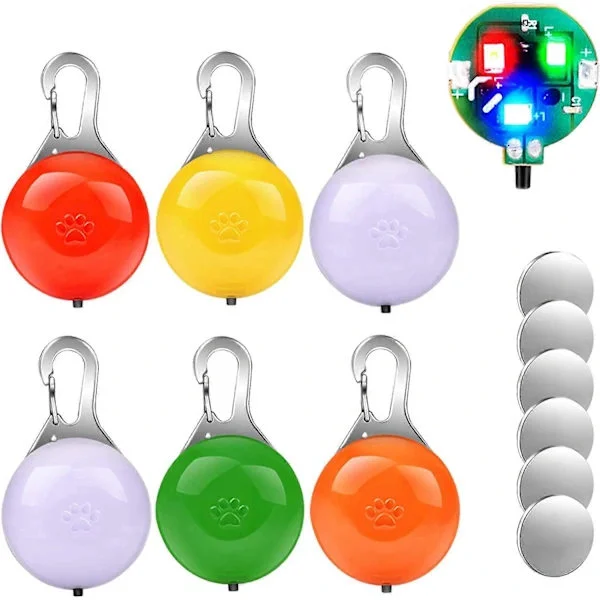 morpilot LED Hundhänge Lampa, Hund Nattlampa Halsband, 6st Färgglada Säkerhetslampor för Hund Katt, Vattentät LED Hänglampa med 3 Blinkande Lägen (6