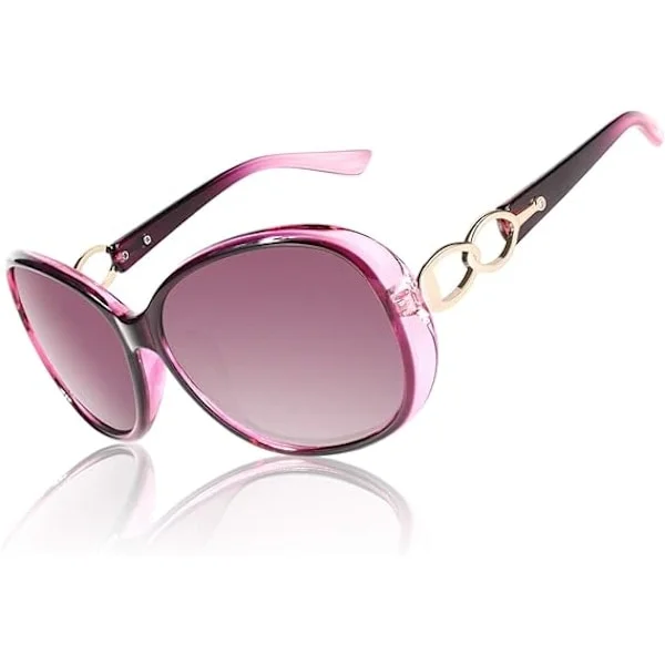 Solbriller Kvinder Polariseret Retro Designer Kvinder Solbriller Stor Ramme Oversized Shades UV400 Beskyttelse Transparent lilla