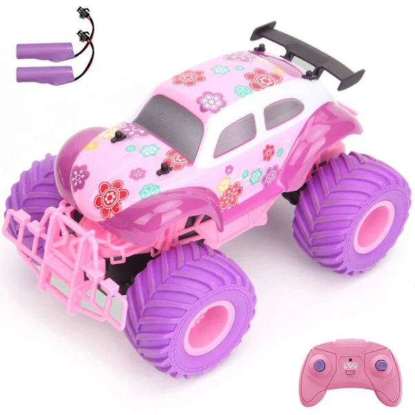 Radio-ohjattava auto tytöille 2.4GHz Söpö Pinkki Violetti Radio-ohjattava kiipeilyauto Ladattava maastoauto Lelu Pinkki ja Violetti