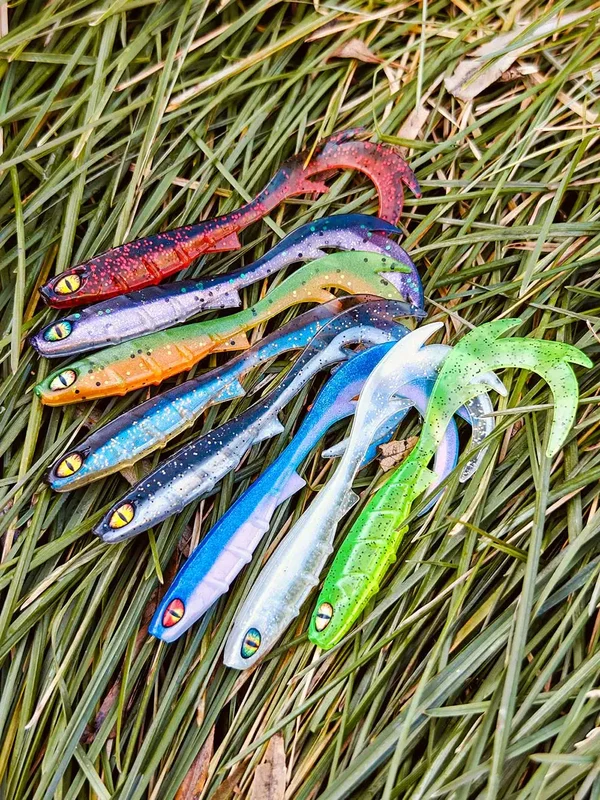 AliExpress - Spinpoler 9.5 cm longue ondulée Curl queue appât souple leurre de pêche 3D oeil Silicone Swimbait faux poisson bar truite Zander mer Jig 