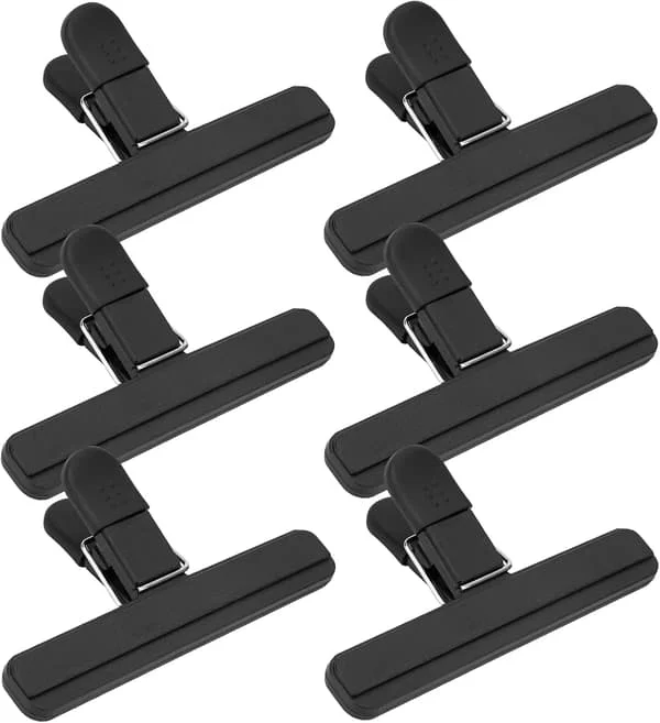 Chipsklyper, 6-pakning store matklyper, snackposeklype, kraftige forseglingsgrep i plast for matoppbevaring, hjem, kontor og mer (6 x 3,5 tommer) 