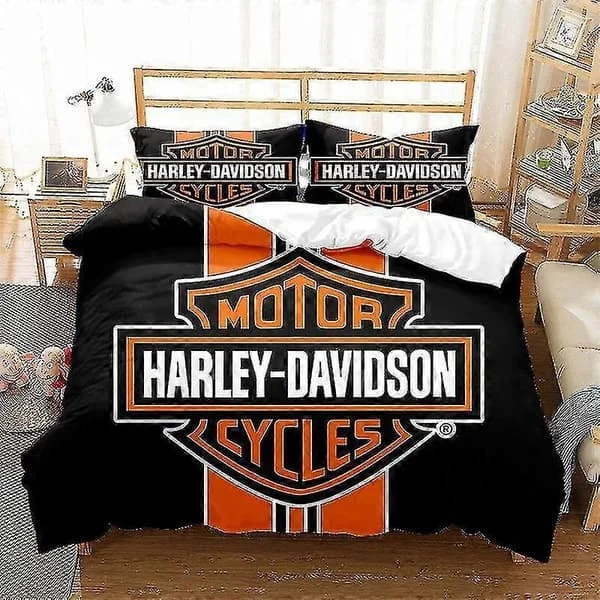 3D-printet Harley Davidson Motorsykler 2/3 stk Sengetøy Sett Dynetrekk Putetrekk Gave Farge 6