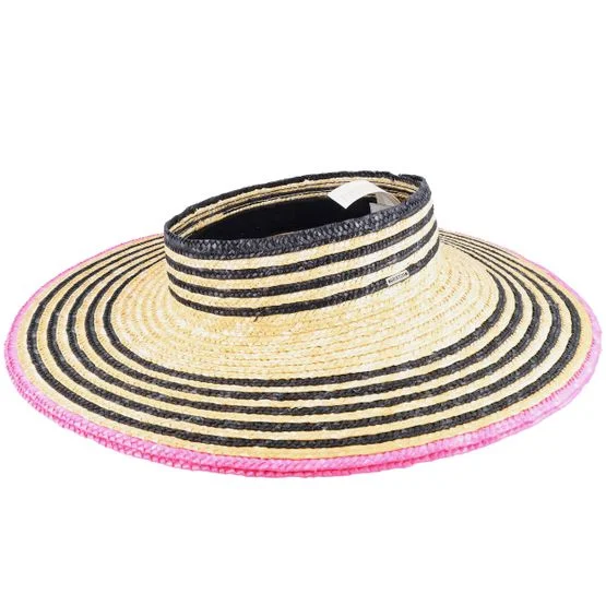 Brixton - Beige straw Hat - Joanna Visor Honey/Black/Pink Straw Hat @ Hatstore