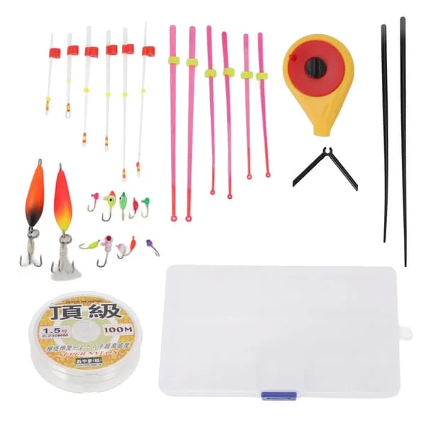 Mini Ice Fishing Rod Reel Combo Portable Ice Fishing Rod Set Outdoor Winter Yellow