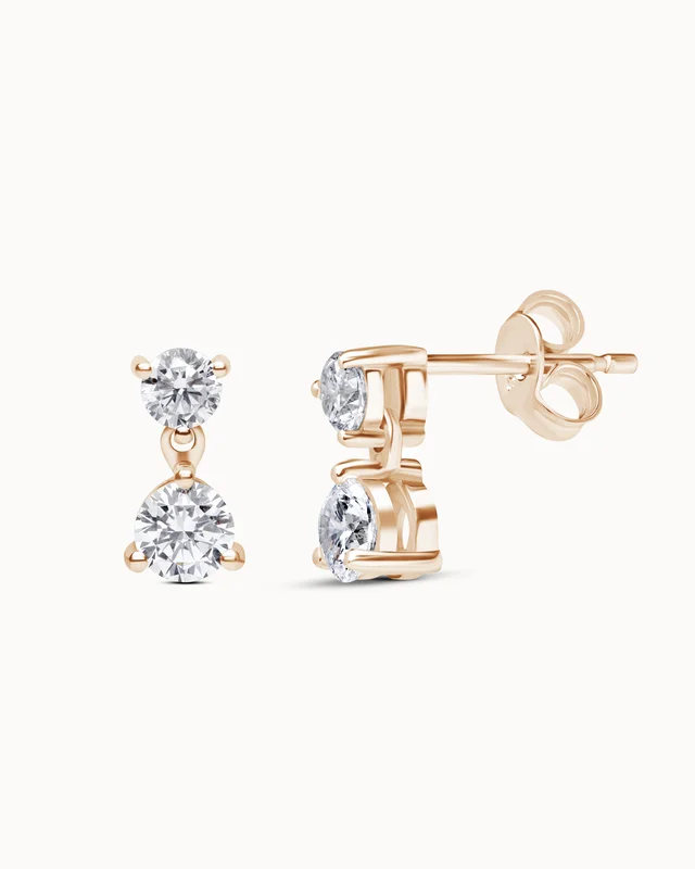 Naturlig Diamantörhängen Peony 18K Roséguld 2x0.50 Carat - Dinglande diamanter