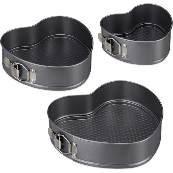 Hjärtformad sockerkaksform, set med 2 ugnsformar, non-stick, kolstål, antracit-yux
