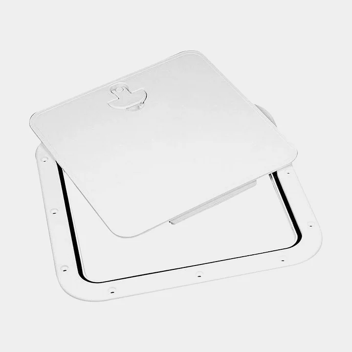 Inspektionsluge Nuova Rade Inspection Hatch, rektangulær, 380 x 380 mm, med drejegreb + aftageligt låg, hvid