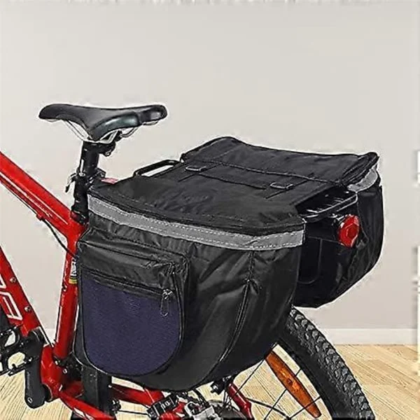 Cykeltaske 25L Vandtætte Cykeltasker Dobbelt Bag, MTB Bagagebærer Bagpå, Dobbelt Cykeltaske Bag (Blå)