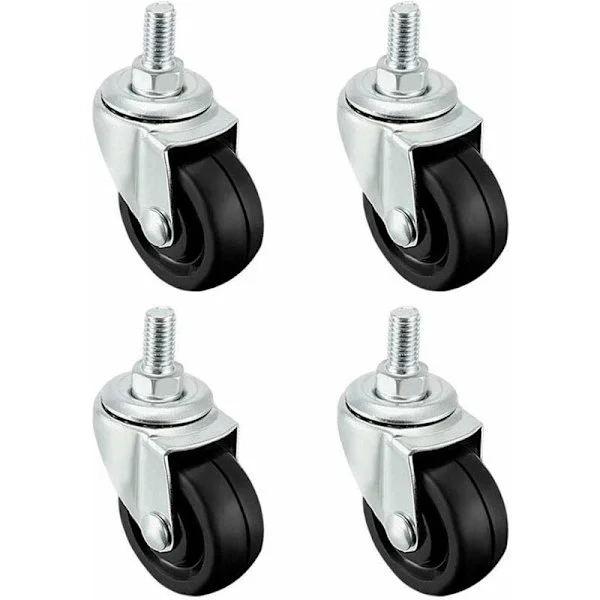 4 st 40 mm gummihjul med M8 gängad stång