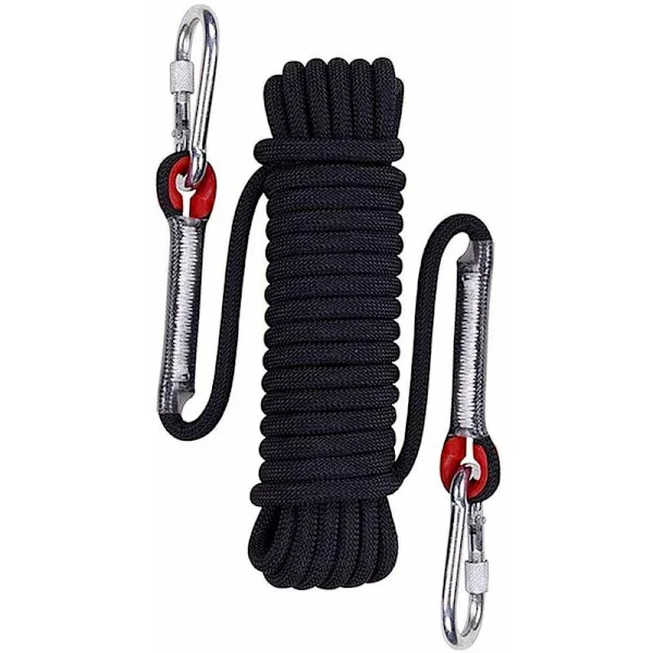 Klatretau for utendørs bruk, Klatretau for utendørs bruk, Svart flettet nylon sikkerhetstau, 15m