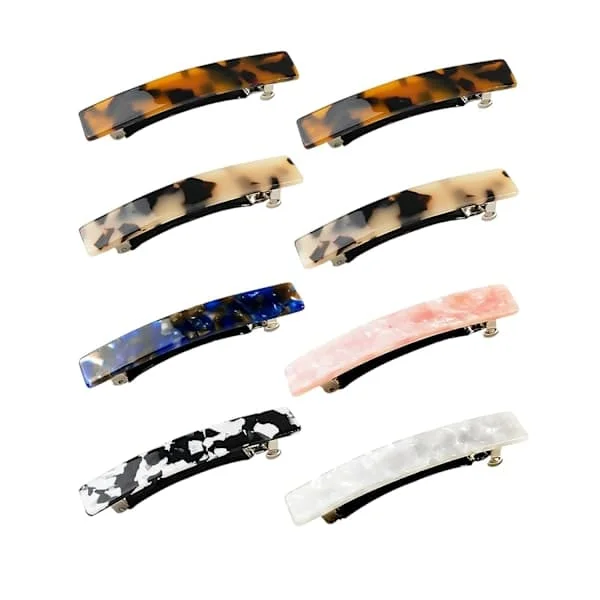 Hair Clips for Women, 8 Pcs Hair Claw Clips for Fine Thin Thick Hair, 3 inch Acetate Small Clips Non-Slip, French Tortoise Pattern Ladies Girls Ac