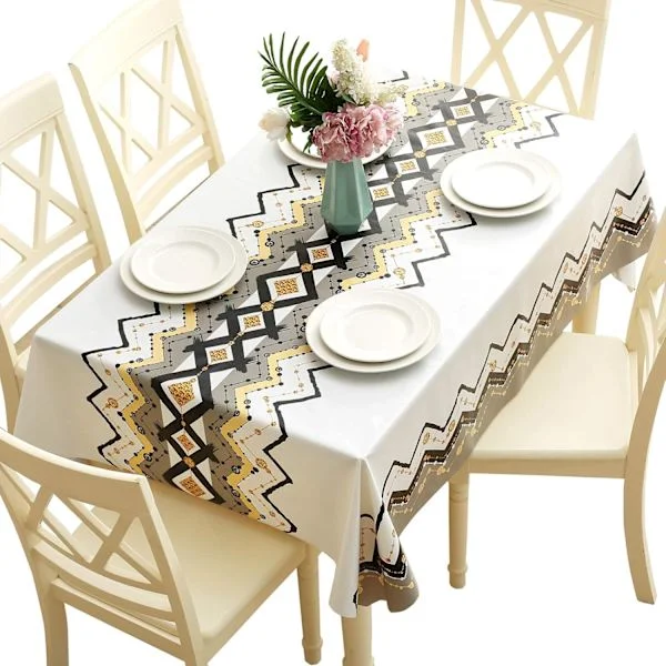 Rectangular Tablecloth Anti-Stain Plastic Rectangular Oilcloth Large Size Tablecloth Table Linen for Picnic, Outdoor, Garden (140 x 180 cm)