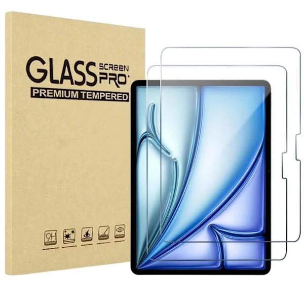 Hærdet Glas til iPad Air 13 Tommer M4 2026 [Pakke 2] Beskyttelsesfilm til Skærm Modstandsdygtig [Sæt af 2] Ridsefast Glas Phonillico