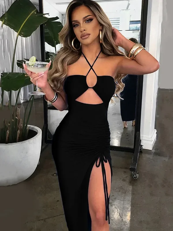 AliExpress - Ärmellose Sexy Weibliche Midi Backless Kleider Schlank Nacht Club Party frauen Kleid Bodycon Vestidos Elegantes Para Mujer