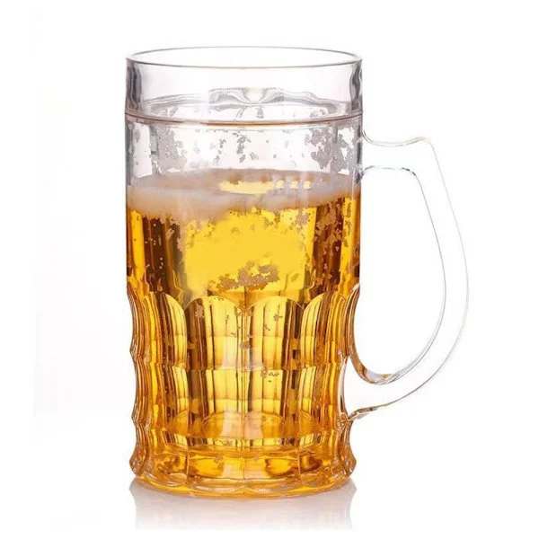 Falskt ølglass, 400 ml dobbeltlags morsomt ølkrus, falskt dobbelt falskt ølkrus med mellomlag, morsomt ølkrus med håndtak, lekkasjesikkert I