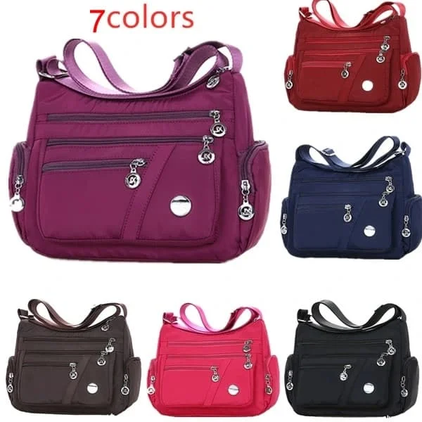 Vanntett Nylon Enkel Skulderveske Crossbody Håndveske Brun