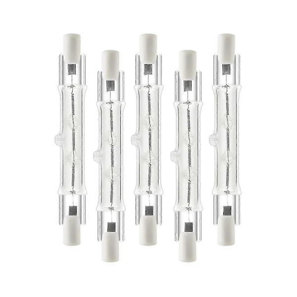 5-pack R7s 118mm 300W 230V, R7s Halogen Linjär Lampa, Dimbar Halogenlampa för Byggarbete