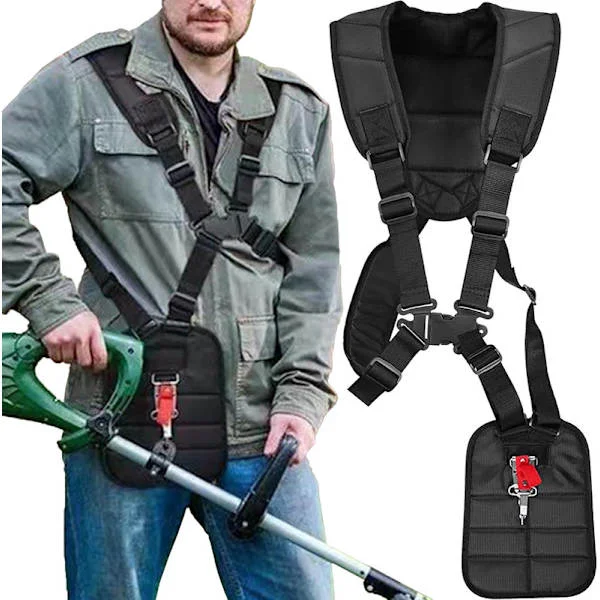 Ryddesele, skulderrem for gresstrimmer, sele for ryddesag, justerbar dobbel trimmersele, sele for trimmer