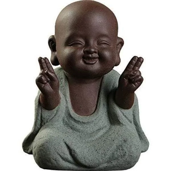 Keramisk Liten Söt Buddha Staty Munk Figur Kreativ Buddha Baby Hantverk Bedårande Ornament Klassiska Delikata Keramiska Konst- och Hantverk Små