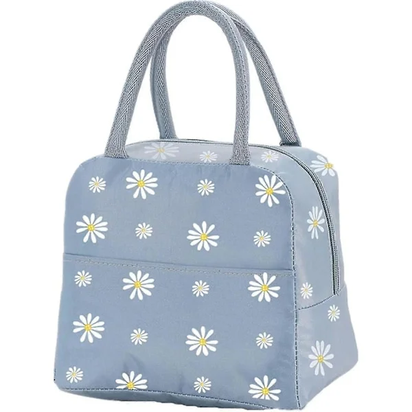 Isolerad Lunchväska, Portabel Termisk Kylväska med Daisy-Mönster Lunchbox Organizer Tote Väska för Kvinnor Vuxna Barn Flickor Arbete Skola Picknick