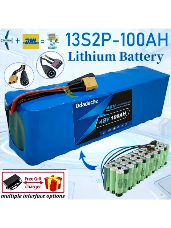 AliExpress - 48V 100Ah 1000W 13S3P XT60/DC 48V lithium-ion accu 100Ah, geschikt voor 54,6V scooter met BMS+lader. Het scootertype