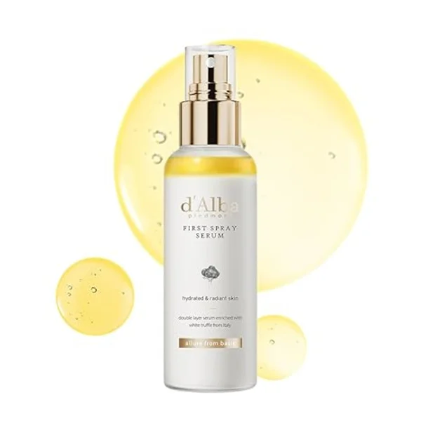 d'Alba Piedmont italiensk hvit trøffel First Spray Serum, vegansk ansiktsmist for fuktighet og glød, alt-i-ett koreansk hudpleie, 97,6 ml