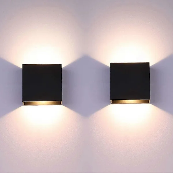 2-pack LED Vägglampa Inomhus Upp och Ner Vägglampa Modern Vägglampa Belysning Svart 7W Aluminium Svart Varmt Ljus