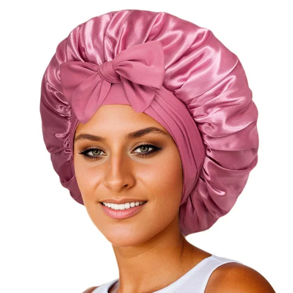 Satin Bonnet Silk Bonnet for Sleep Double Layer Satin Lined Hair Bonnet with Tie Band Bonnets for Women Natural Curly Hair