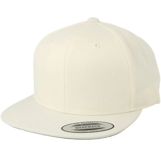 Yupoong - White snapback Caps - Natural Snapback @ Hatstore