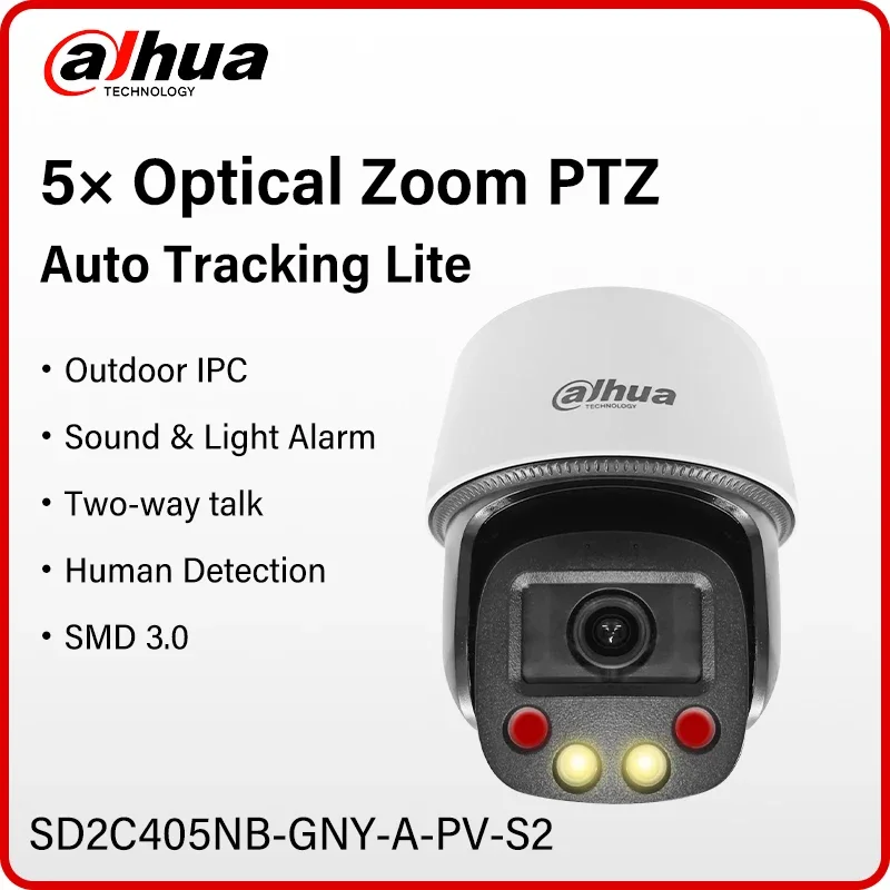 AliExpress - Dahua 4MP Full Color PTZ-camera Smart Auto Tracking Warm licht en geluid Waarschuwingscamera IR Cam Tweeweg audio SD2C405NB-GNY-A-PV-S2