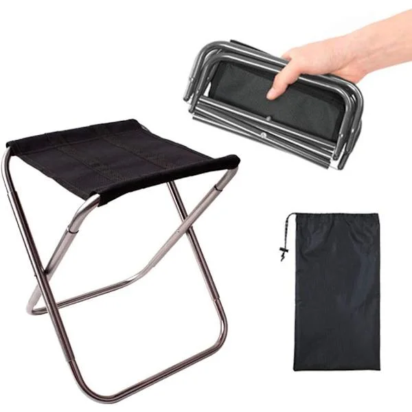 Hopfällbar pall för utomhusbruk, hopfällbar pall i aluminiumlegering, ultralätt bärbar hopfällbar minipall, med förvaringsväska, för fiske, camping, 