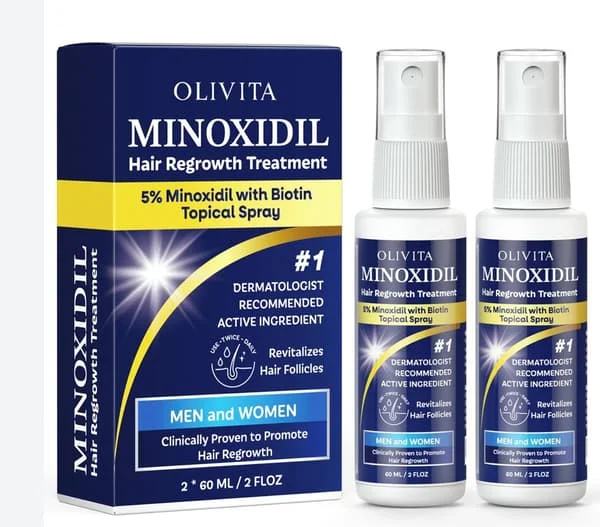 5% Minoxidil för män och kvinnor hårväxt: Minoxidil Spray Håråterväxtbehandlingsserum med Biotin & Rosmarin - Stoppar håravfall och håravfall för