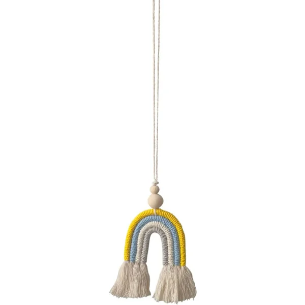 1 st Makrame Vävd Liten Regnbåge Handgjord Charm Spegel Hängande Tillbehör Heminredning Hängande Smycke Enkel och Söt Bil