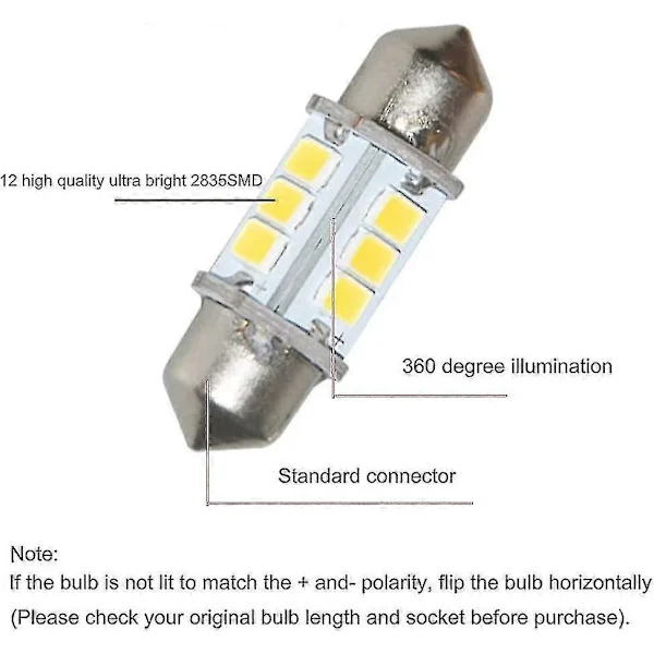 Marine LED-erstatningspære Bådlyspærer Super Lyse 12 Volt 32 mm Pærer til Bådsnavigationslys Bådanterlys Dæklys Bovlys Agterlys