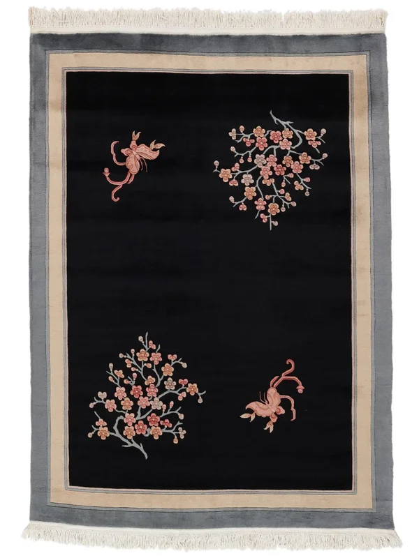 China 90 Line Rug 170X230 Black/Dark Grey Wool