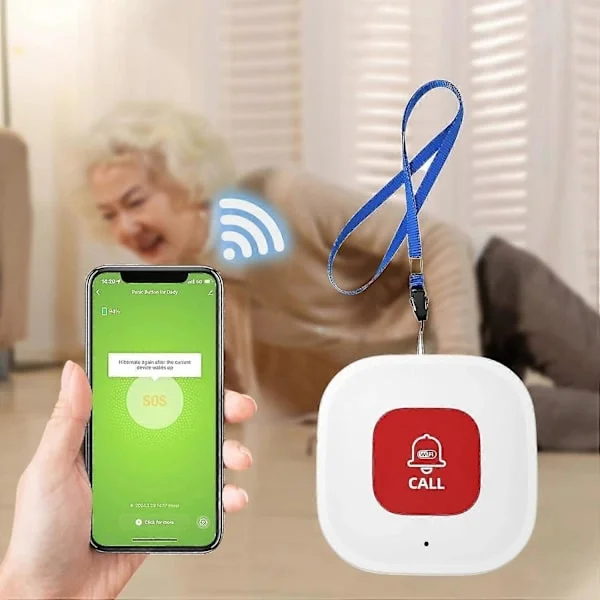 Eldre alarmknapp med appvarsler og posisjon